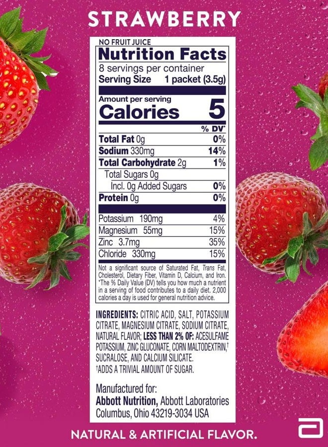 Pedialyte Electrolyte Drink Mix With Zero Sugar | Hydration With Key Electrolytes | Great Hydration Low in Calories | Strawberry, 8 Powder Packets - Image 5