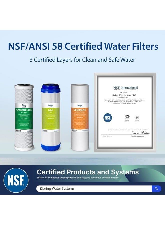 iSpring نظام تنقية مياه الشرب RCC7D 75GPD تحت الحوض 6 مراحل بالتناضح العكسي ومُلين نهائي مع فلتر مياه DI (إزالة الأيونات) - Image 2