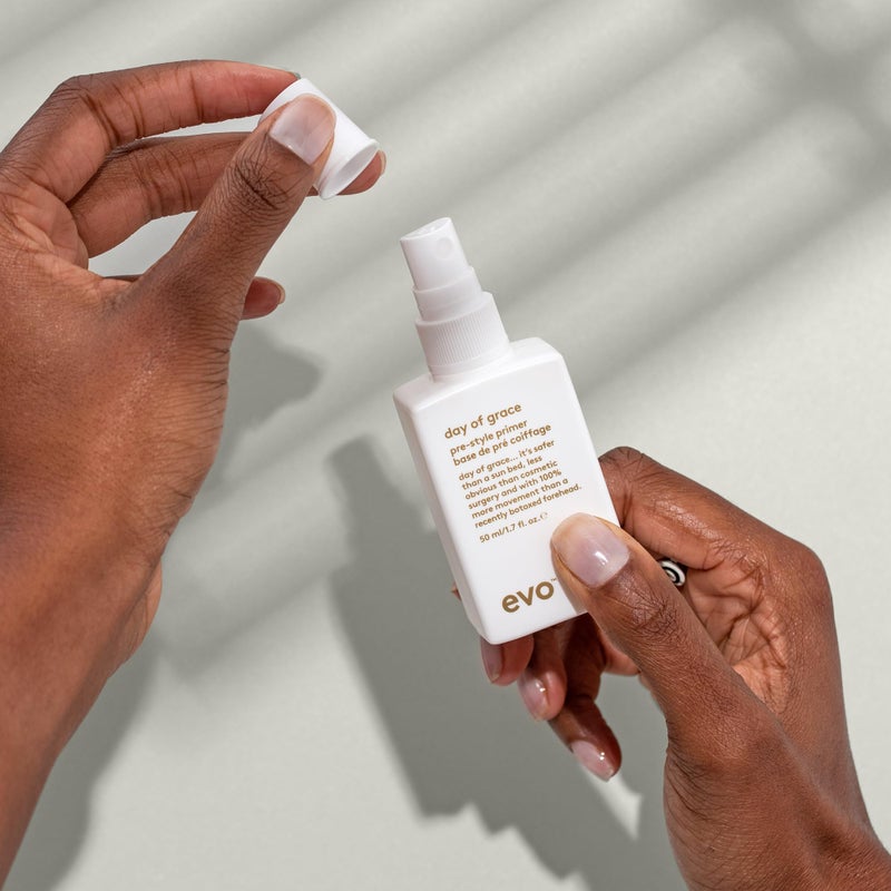 EVO Day Of Grace Pre-Style Primer - Travel Size Lightweight Leave In Heat Protectant Spray To Detangle & Improve Condition - 1.7fl.oz - Image 4