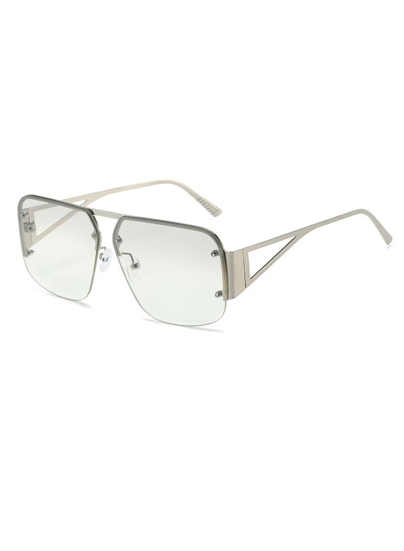 SYOSI Retro Aviator Sunglasses Trendy Aviator Sunglasses Mens Womens Classic Vintage Aviator Sunglasses Squared Metal Rimless Frame Shades for Men and Women for Travel Out Beach Fashion Glasses - Image 1