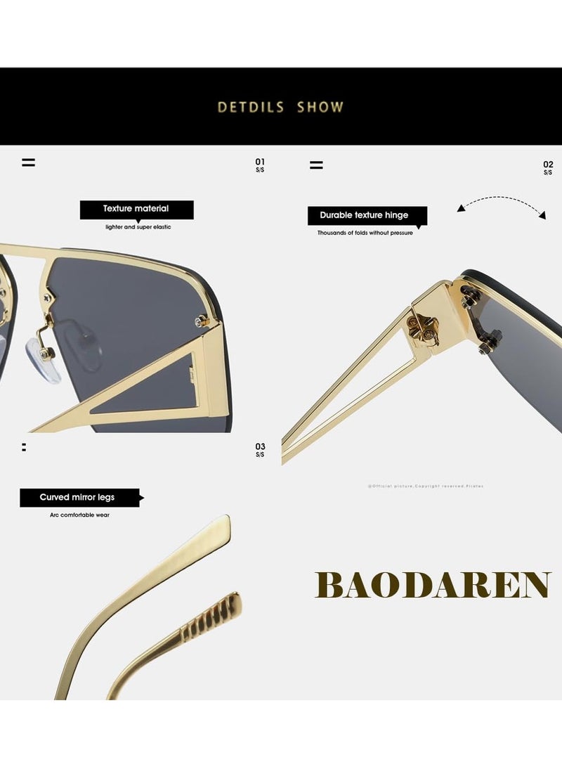 SYOSI Retro Aviator Sunglasses Trendy Aviator Sunglasses Mens Womens Classic Vintage Aviator Sunglasses Squared Metal Rimless Frame Shades for Men and Women for Travel Out Beach Fashion Glasses - Image 5
