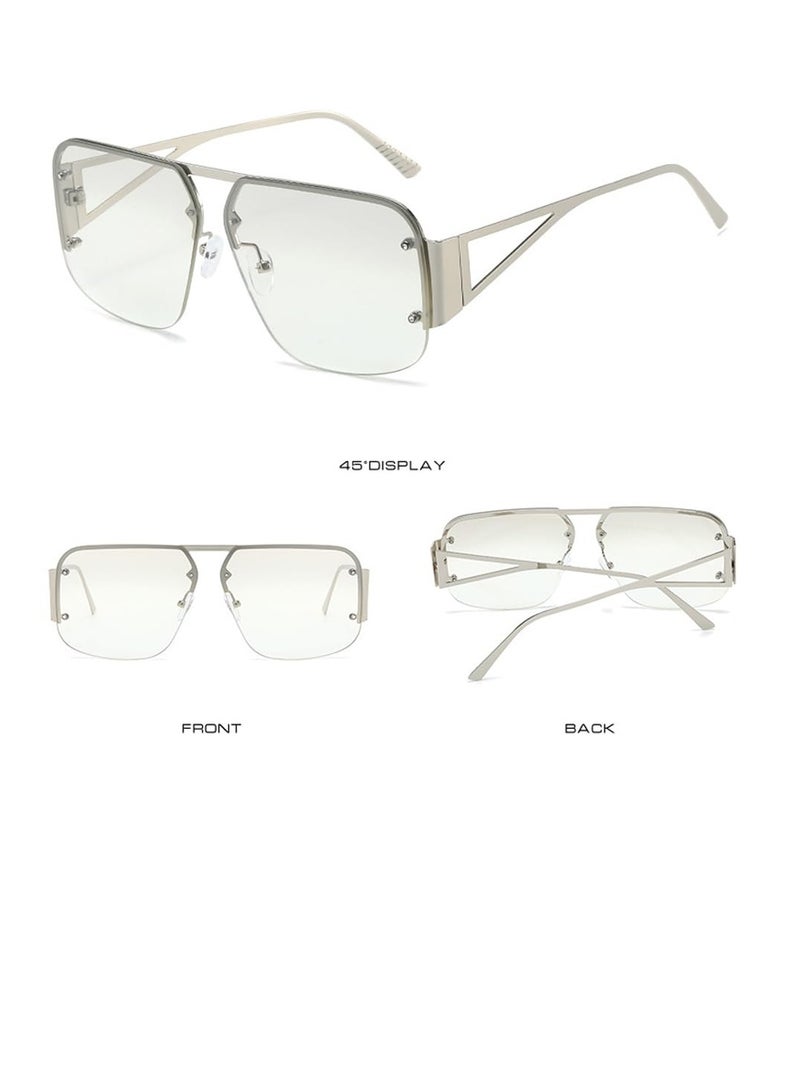 SYOSI Retro Aviator Sunglasses Trendy Aviator Sunglasses Mens Womens Classic Vintage Aviator Sunglasses Squared Metal Rimless Frame Shades for Men and Women for Travel Out Beach Fashion Glasses - Image 2