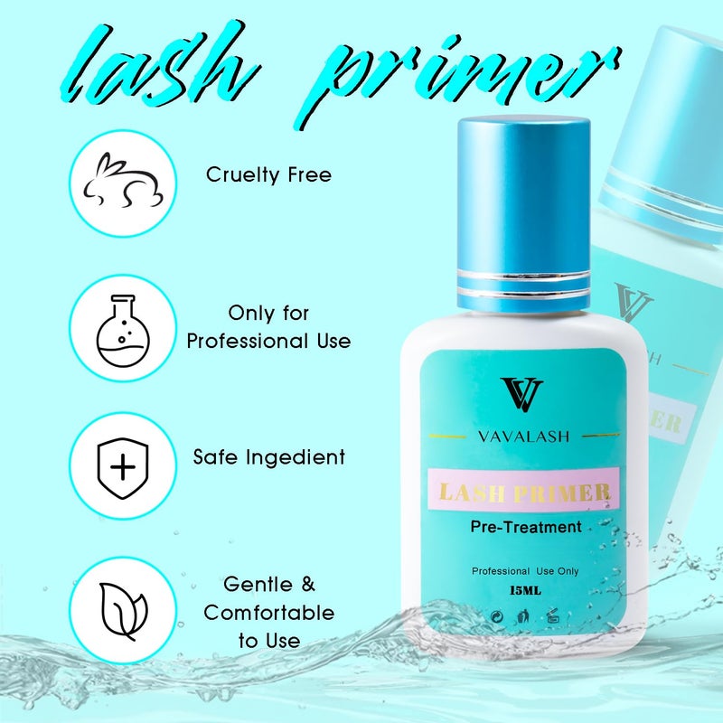 VAVALASH Lash Primer for Eyelash Extensions 15 ML Lash Extension Primer Increase Adhesive Bonding Power Easily Removes Proteins and Oils Clean Natural Lashes Professional Use Only(15ML) - Image 2