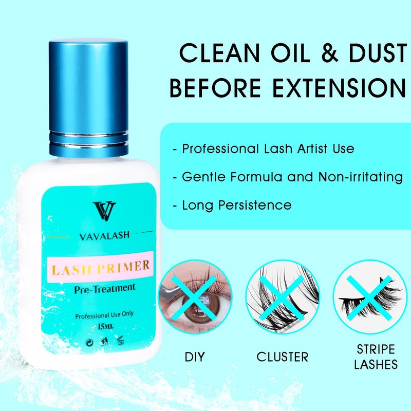 VAVALASH Lash Primer for Eyelash Extensions 15 ML Lash Extension Primer Increase Adhesive Bonding Power Easily Removes Proteins and Oils Clean Natural Lashes Professional Use Only(15ML) - Image 3