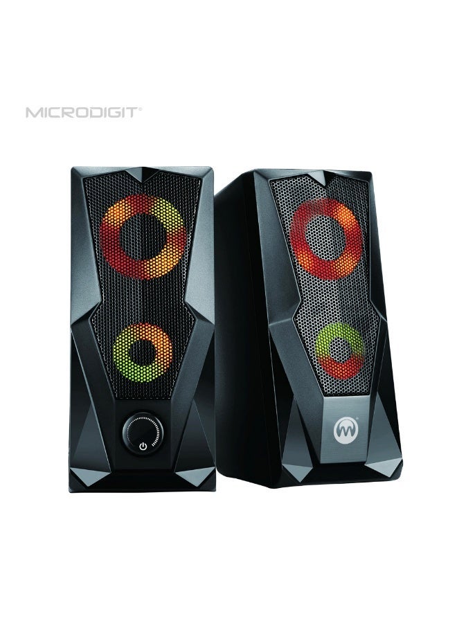 Micro Digit Raider 2.0 Gaming Computer Speaker with 8 Mode RGB Light and 6W RMS Stereo Sound - MD508MS - Image 2
