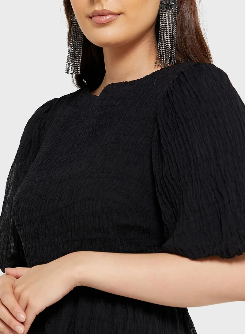 GLAMOROUS Balloon Sleeve Ruffle Hem Dress