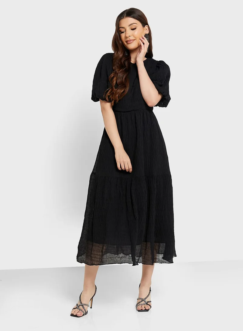 GLAMOROUS Balloon Sleeve Ruffle Hem Dress