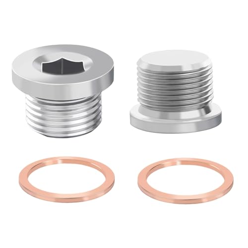 Tanbupu 2 PACK M18 X 15 Universal Fit with 304 Stainless Steel Sensor Plug Inner Hex Head with Red Copper ORing for Automotive Car Bike Motocycle ATV UTV and Other Transportatin - Image 1