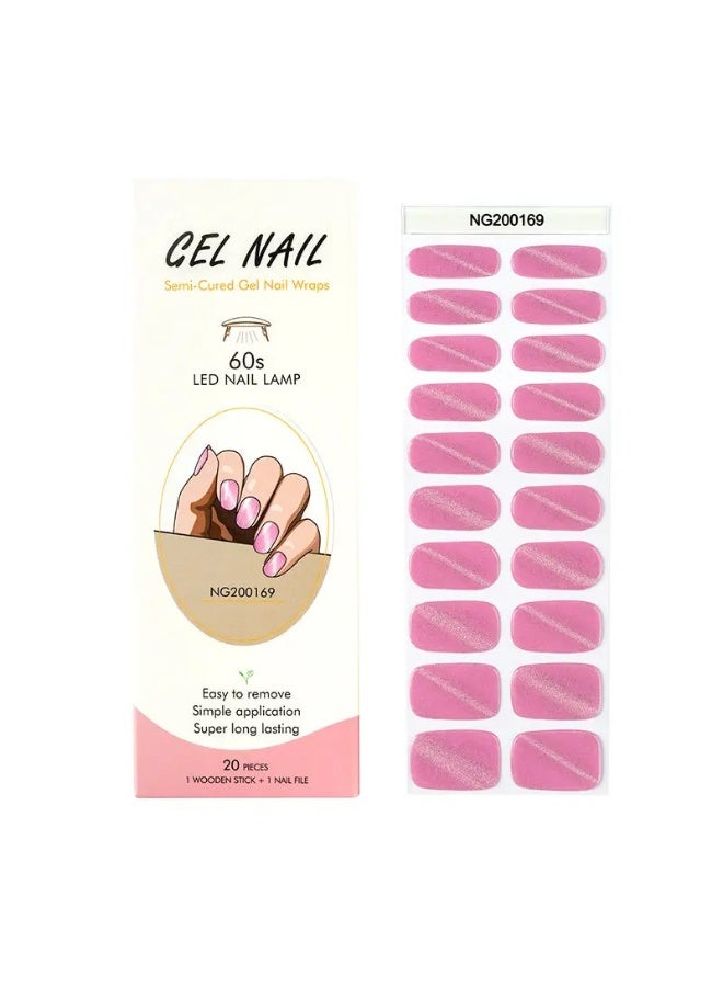 Semi-Cured Gel Nail Wraps – Salon Quality Manicure – 20 Strips + File + Wooden Stick – Easy Apply & Remove - Image 2