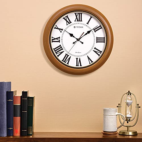 Titan Contemporary Brown Analog Wall Clock with Silent Sweep Technology - 42 Cm X 42 Cm (Large),Plastic - Image 2
