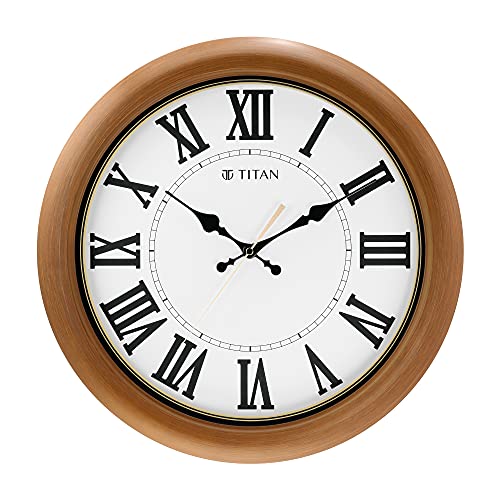 Titan Contemporary Brown Analog Wall Clock with Silent Sweep Technology - 42 Cm X 42 Cm (Large),Plastic - Image 1