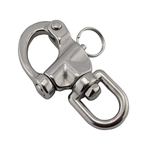 NRC&XRC Pair 2-3/4IN(70mm) Jaw Swivel Eye Snap Shackle Quick Release Bail Rigging Sailing Boat Marine Stainless Steel Clip Pair - Image 3