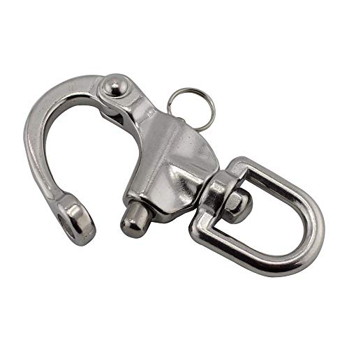 NRC&XRC Pair 2-3/4IN(70mm) Jaw Swivel Eye Snap Shackle Quick Release Bail Rigging Sailing Boat Marine Stainless Steel Clip Pair - Image 4