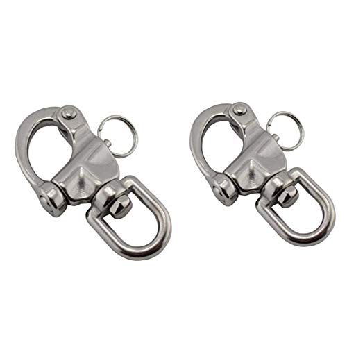NRC&XRC Pair 2-3/4IN(70mm) Jaw Swivel Eye Snap Shackle Quick Release Bail Rigging Sailing Boat Marine Stainless Steel Clip Pair - Image 1