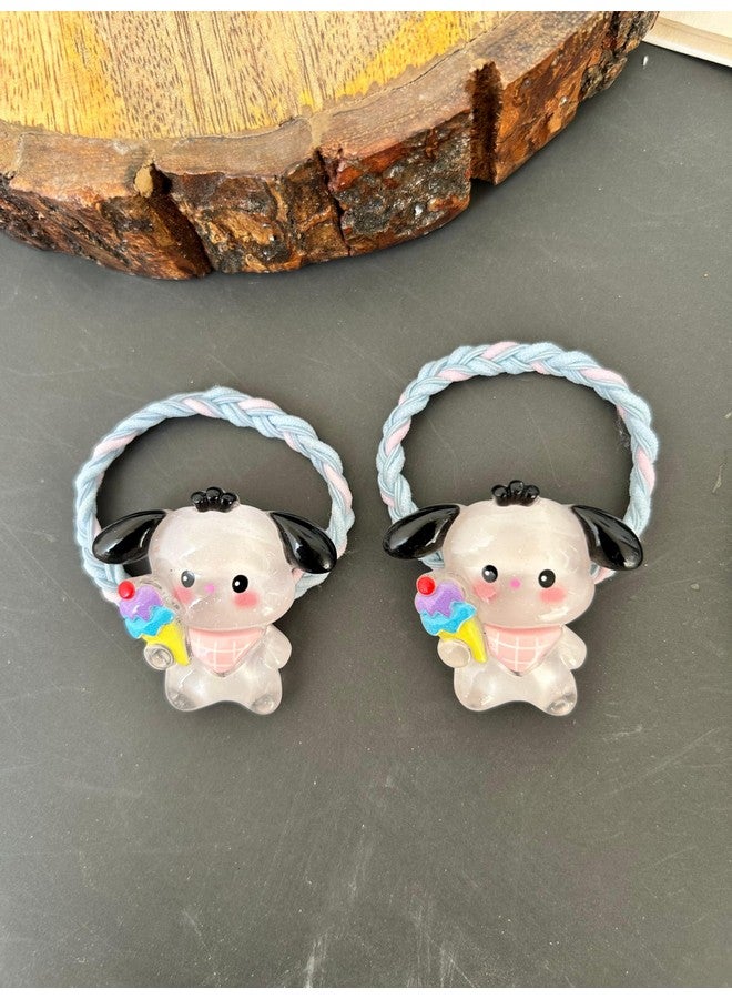 Radhya Accessories 2 pcs Cartoon Rubberband for Kids Hairties for Girls Elastic bands hairbands for girls Hair accessories for kids (blue) - Image 1