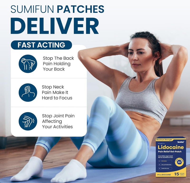 Sumifun 4 Lidocaine Pain Relief Patches 45 Counts Maximum Strength Numbing Gel Patch for Back Knee Neck Joint Ache Muscle Soreness Topical Analgesic FSA or HSA Eligible - Image 5