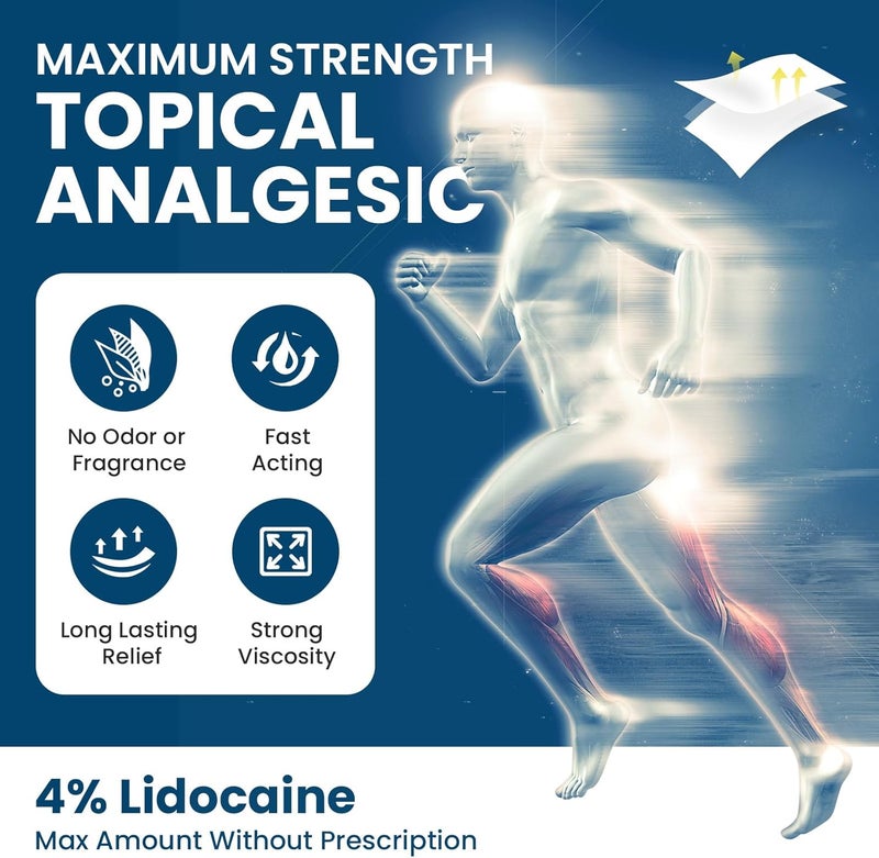 Sumifun 4 Lidocaine Pain Relief Patches 45 Counts Maximum Strength Numbing Gel Patch for Back Knee Neck Joint Ache Muscle Soreness Topical Analgesic FSA or HSA Eligible - Image 2