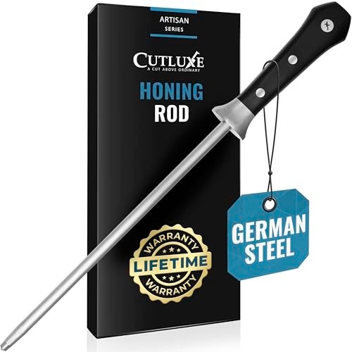 Cutluxe Honing Rod Knife Sharpener Rod  10 Honing Steel  Ergonomic Handle Design  Artisan Series