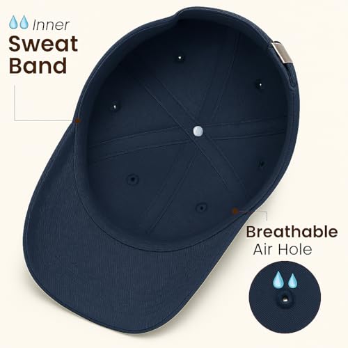 ENCIGER Unisex Adjustable Baseball Cap Pack of 2 - Solid Color, Breathable, Stylish Cotton Caps for Men & Women - Outdoor Sports, Travel, Casual Wear (Navy) - Image 4