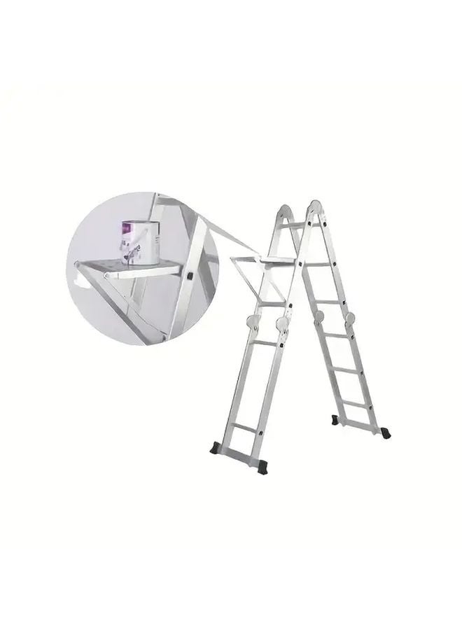 1pc Ladder Work Platform Anti Slip Extension Tool Tray 400 Lbs Load Capacity Silvery - Image 2