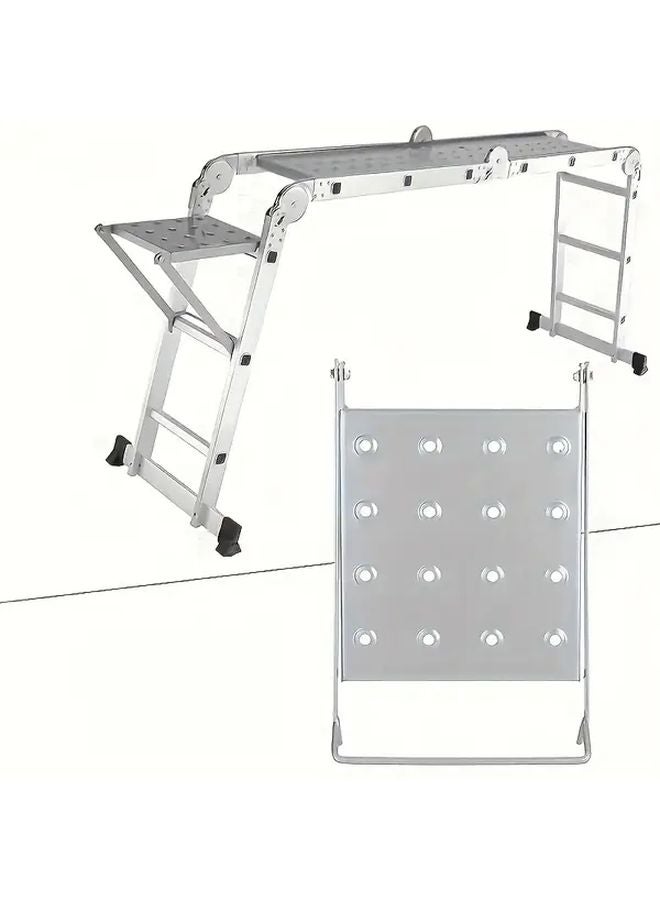 1pc Ladder Work Platform Anti Slip Extension Tool Tray 400 Lbs Load Capacity Silvery - Image 3