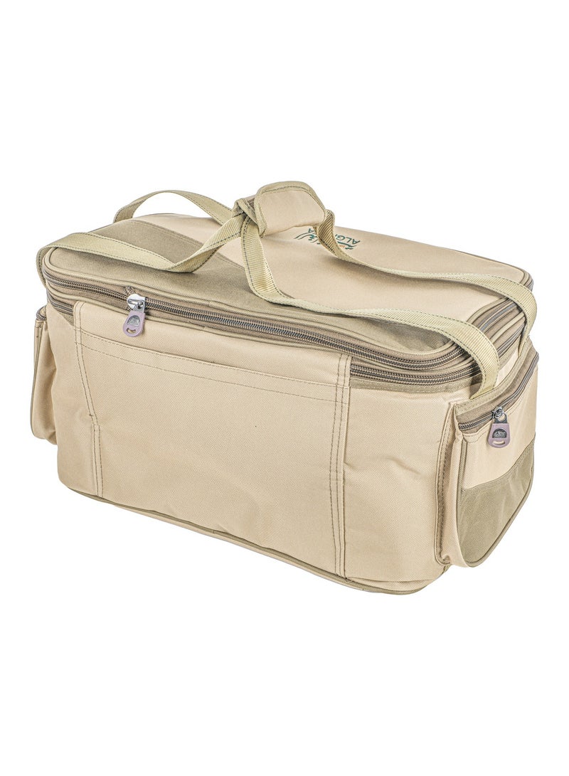 الغافة حقيبة ادوات التخييم، منظم ادوات الطبخ اثناء التخييم والسفر، شنطة سفر مع جيوب شبكية، شنطة محمولة لادوات الطبخ والشواء والمطبخ،46*31*26سم، قماش اكسفورد، بطانة بي في سي،لون كاكي  ، من الغافة - Image 3