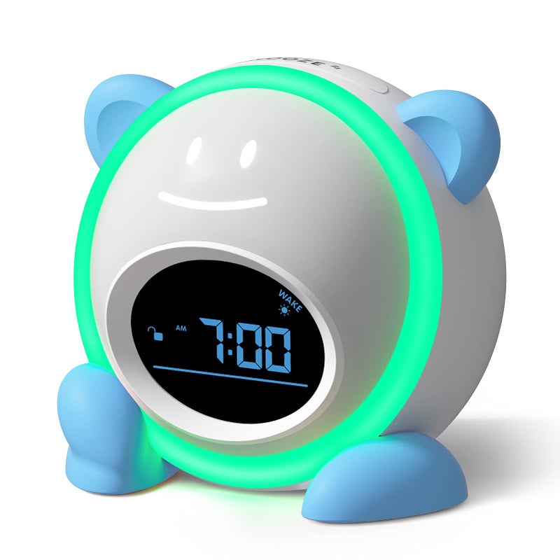 Windflyer OK to Wake Clock for Kids Sleep Training Clock with Night Light and Sound Machine Kids Alarm Clock for Bedrooms Blue