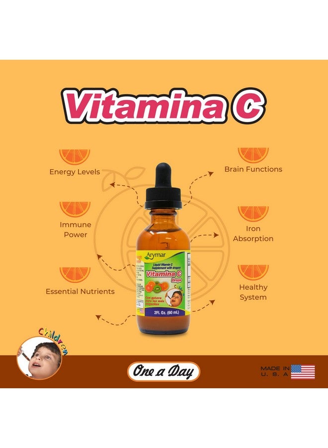 ARYMAR Vitamin C Drops for Children, Immune Support, Antioxidant, Orange Flavor (2 Fl Oz/Pack of 1) - Image 3