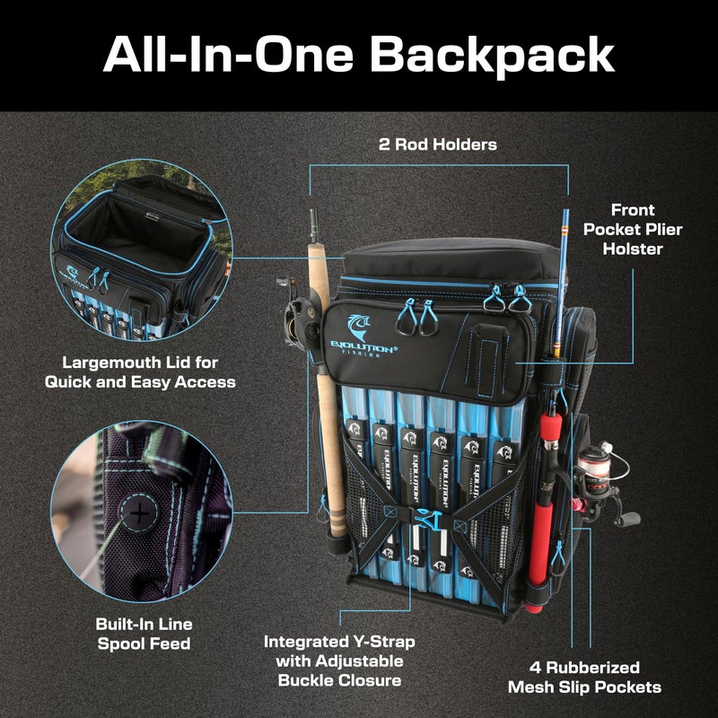 Evolution Outdoors 34014-EV: 3600 Drift Tackle Backpack - Blue - Image 3