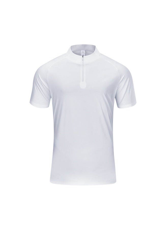 Quick-Dry Men's Golf Polo Shirt Half-Zip Stand Collar UV Protection Sports Top