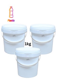 Multipurpose 3 Pieces Set Food Grade White Plastic Yogurt Bucket PP Container With Tamper Evident Lid