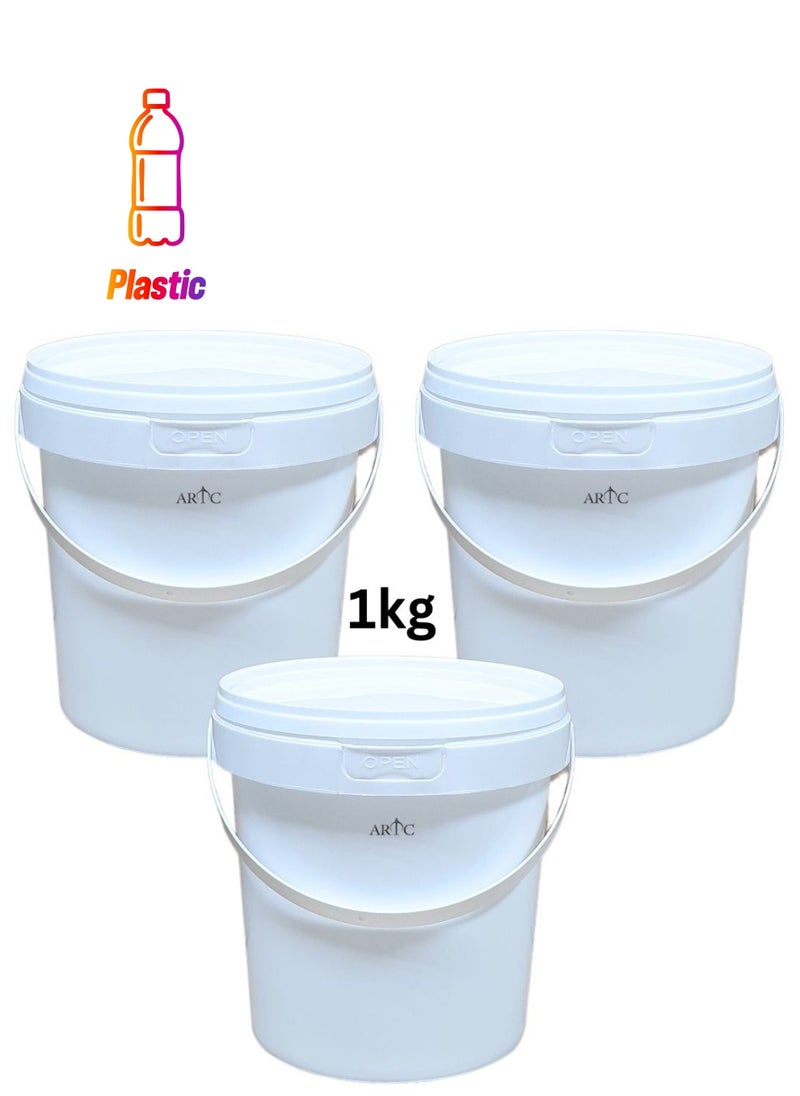 ARTC - Multipurpose 3 Pieces Set Food Grade White Plastic Yogurt Bucket PP Container With Tamper Evident Lid - Image 1