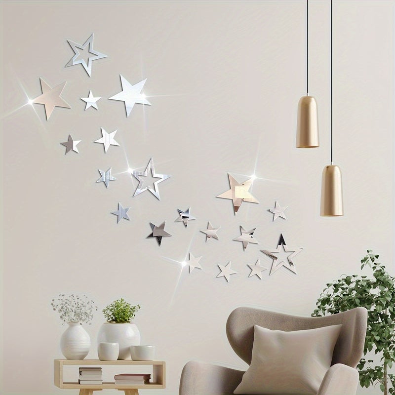 Acrylic 19-Piece Star Mirror Stereo Wall Stickers Sofa Tv Background Wall Decoration Room Living Room Layout - Image 2