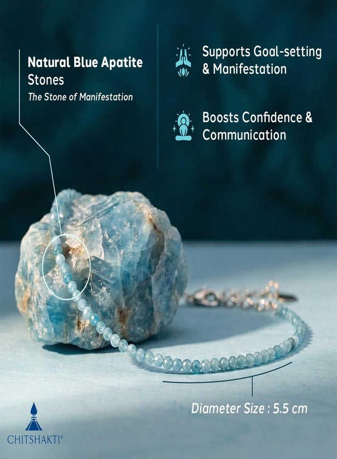Chitshakti Natural Apatite Beads Anklet for Women - 2mm | Blue Apatite Crystal Anklet for Motivation, Focus & Positivity | Healing Stone Spiritual Jewellery | Adjustable Gift for Women - Image 3