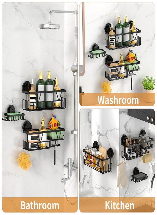 ZUNTO 3-Pack Suction Cup Shower Caddy, Removable No Drilling Shower Shelf Organizer with Soap Dish and Hooks, Waterproof Storage Shelves Holder for Bathroom - Image 5