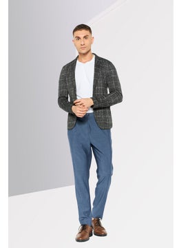 EMPORIO ARMANI Men Regular Fit Window Pane Pattern Formal Blazer, Charcoal  - Image 4