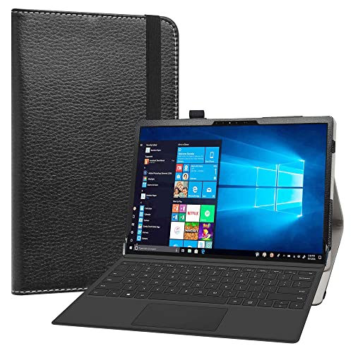 LiuShan حافظة LiuShan متوافقة مع Dell Latitude 7320، غلاف جلد PU رفيع قابل للطي لجهاز Dell Latitude 7320 القابل للفصل بحجم 13 بوصة (لا يناسب أجهزة التابلت الأخرى)، أسود - Image 1