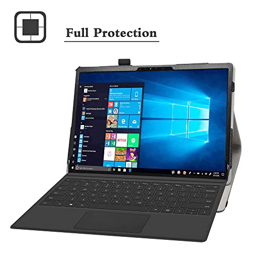 LiuShan حافظة LiuShan متوافقة مع Dell Latitude 7320، غلاف جلد PU رفيع قابل للطي لجهاز Dell Latitude 7320 القابل للفصل بحجم 13 بوصة (لا يناسب أجهزة التابلت الأخرى)، أسود - Image 2