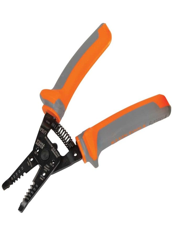 Klein Tools 11055RINS Insulated Klein Kurve Wire Stripper/Cutter, Made in USA, 1000V Insulated Tool Cuts and Strips 10-18 Solid and 12-20 Stranded AWG Wire - Image 1