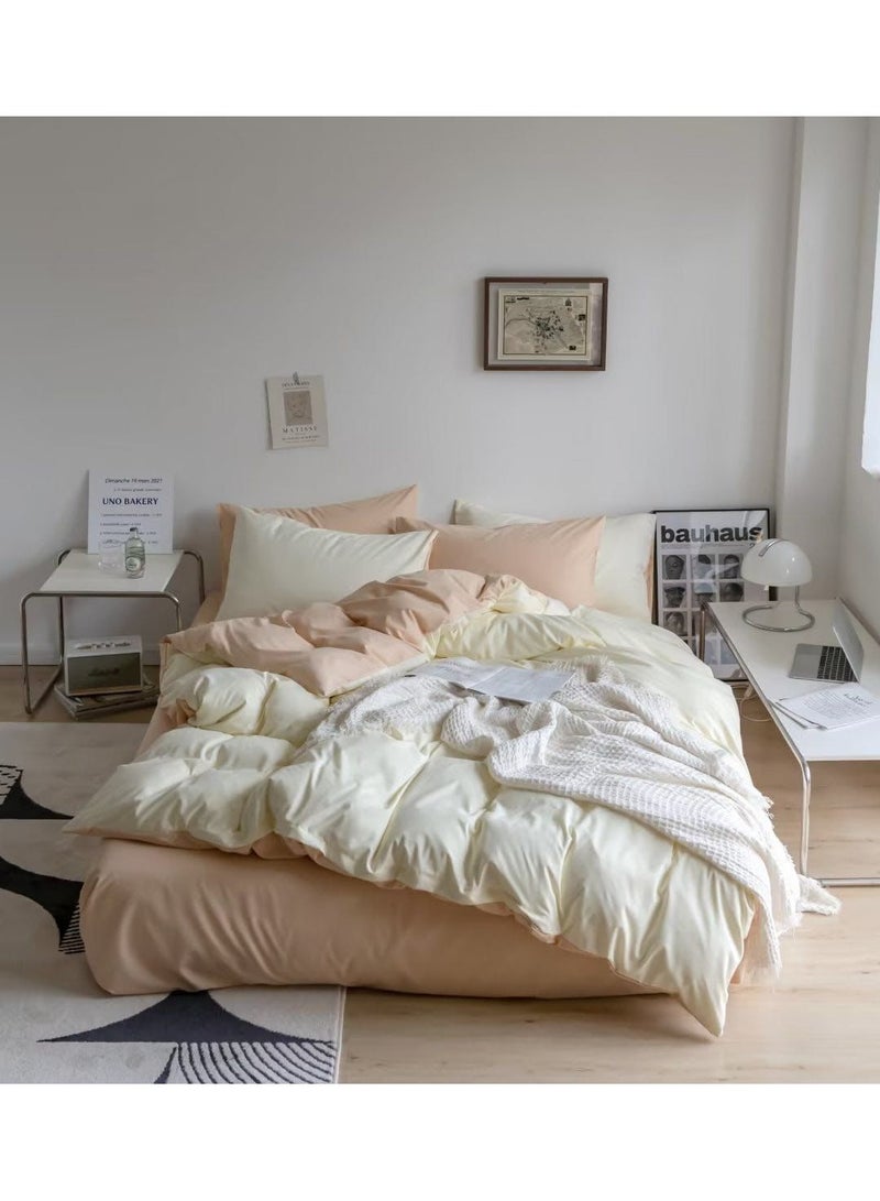 AL RAID Reversible King Size Duvet Cover Set - 220x240 cm Bed Sheet Set with Fitted Sheet and 4 Pillowcases - Dual-Sided Design for Versatile Style - Soft, Durable, and Easy-Care King Bedding