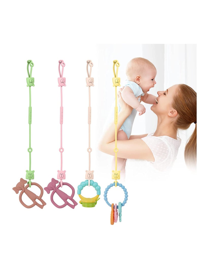 SYOSI 4pcs Toy Safety Straps Silicone Adjustable Baby Pacifier Teether Straps Toddler Toy Bottle Harness Straps for Strollers High Chair Cribs Bags BPA Free Multi Colors  - Image 1