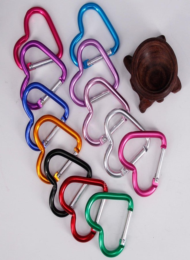 URTERYSER Climbing buckle, Outdoor Carabiner Heart Shape Keychain Clip Spring Snap Hook Carabiner, 12.00 * 8.00 * 2.00CM, Green - Image 3