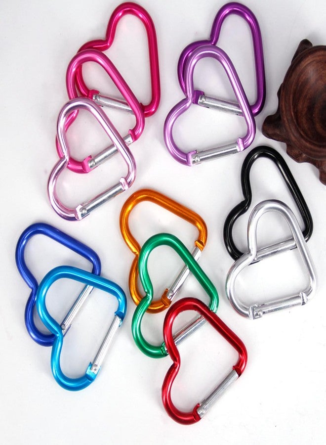URTERYSER Climbing buckle, Outdoor Carabiner Heart Shape Keychain Clip Spring Snap Hook Carabiner, 12.00 * 8.00 * 2.00CM, Green - Image 2