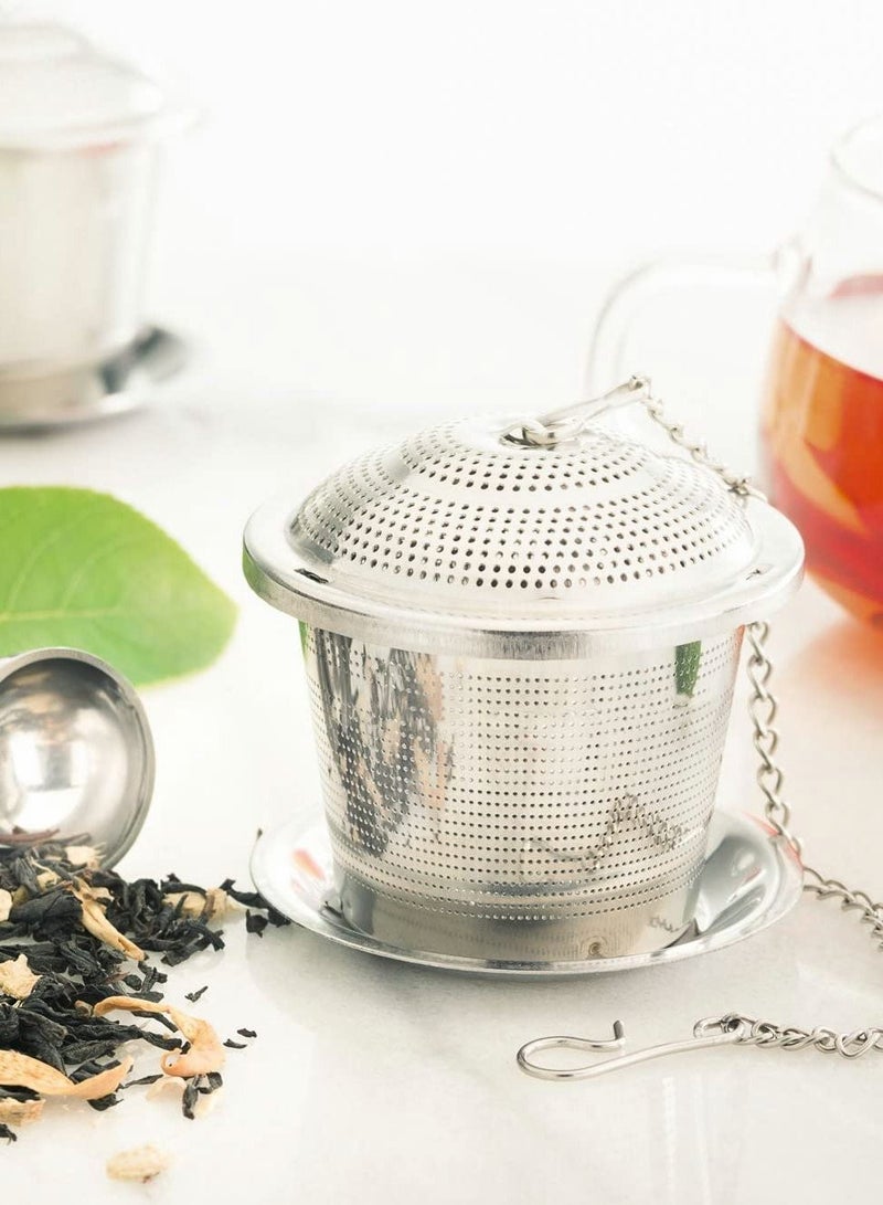 SYOSI Loose Leaf Tea Infuser (Set of 2) with Tea Scoop and Drip Dray, Ultra Fine Stainless Steel Strainer & Steeper for a Superior Brewing Experience  - Image 5