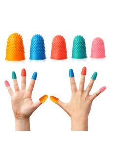 Y&D 10 Pieces Rubber Finger Tips Pads Grips Thick Reusable Protector Fingertip with a Box for Money Counting Collating Writing Sorting Task Hot Glue Sport Games  - Image 1