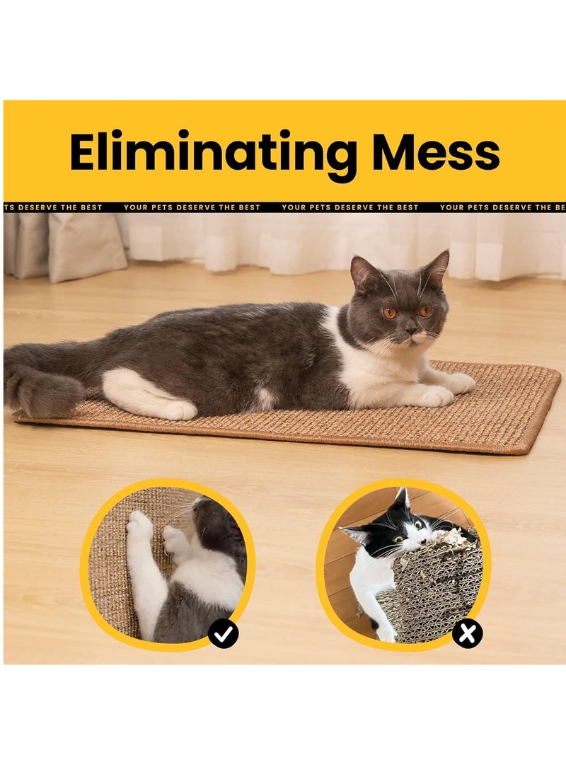 Cat Scratcher Mat,Natural Sisal Cat Scratch Pad,Horizontal Floor Cat Scratching Pads Rug for Indoor Cats Grinding Claws Nails,Cat Furniture Protector for Couch & Carpets & Sofas - Image 2