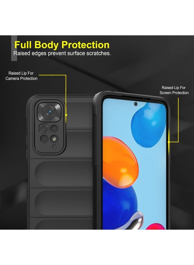 Premium Protection Back Silicone Case Compatible with Xiaomi Redmi Note 11/Note 11S Magic Shield Shockproof Case with Camera Protection (Black)  - Image 5