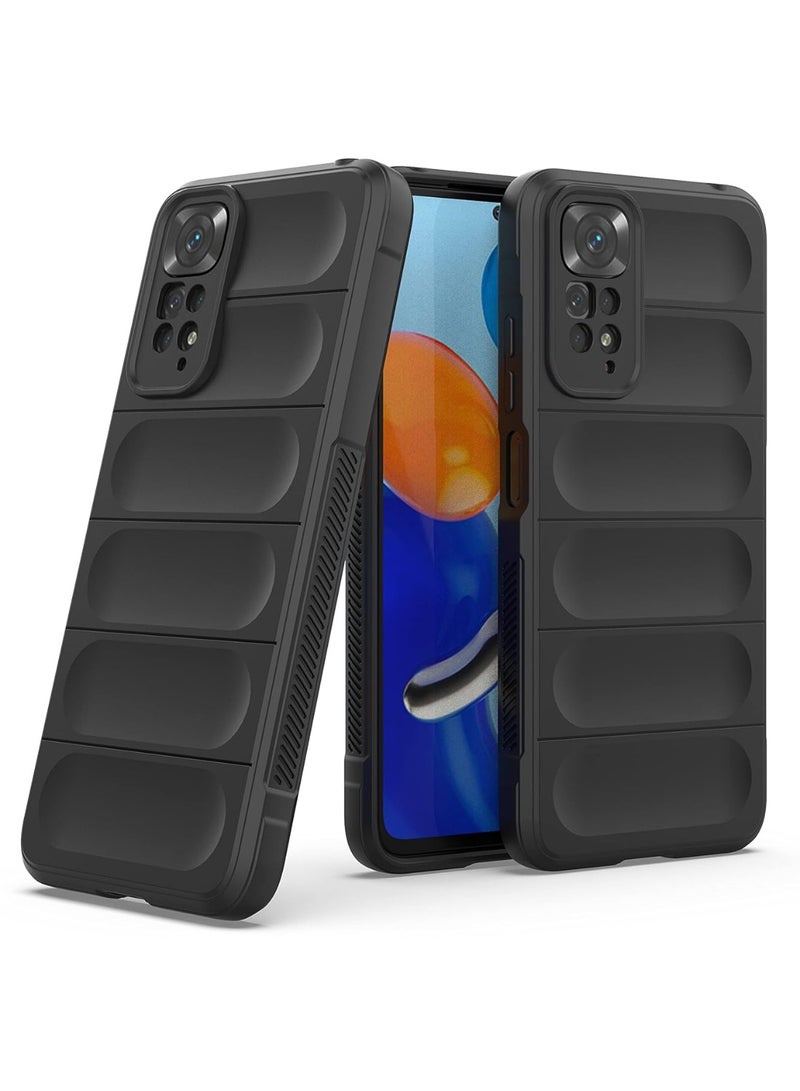 Premium Protection Back Silicone Case Compatible with Xiaomi Redmi Note 11/Note 11S Magic Shield Shockproof Case with Camera Protection (Black)  - Image 1