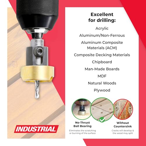 Amana Tool 82 Degree Countersink with Drill Bit Depth Stop and No-Thrust Ball Bearing, 55229, 3/8 D x 5/32 Drill D x 1/4 Inch Quick Release Hex Shank - Image 3