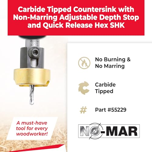 Amana Tool 82 Degree Countersink with Drill Bit Depth Stop and No-Thrust Ball Bearing, 55229, 3/8 D x 5/32 Drill D x 1/4 Inch Quick Release Hex Shank - Image 2